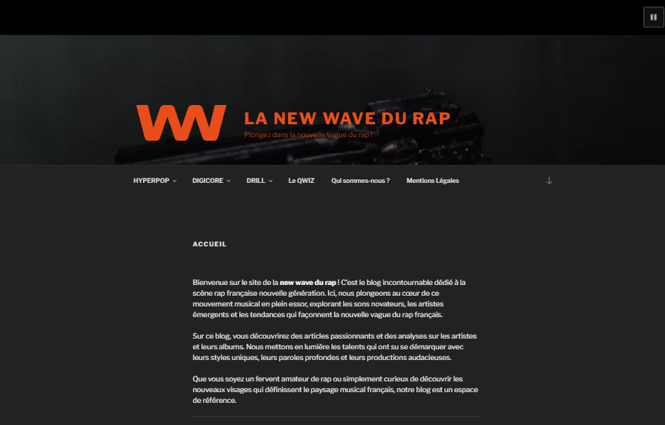 Capture d'écran du site de la Newwave
